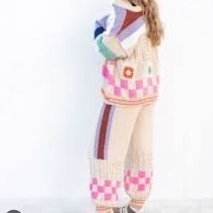 POL 2PC SET -Vibrant Patchwork Cardigan